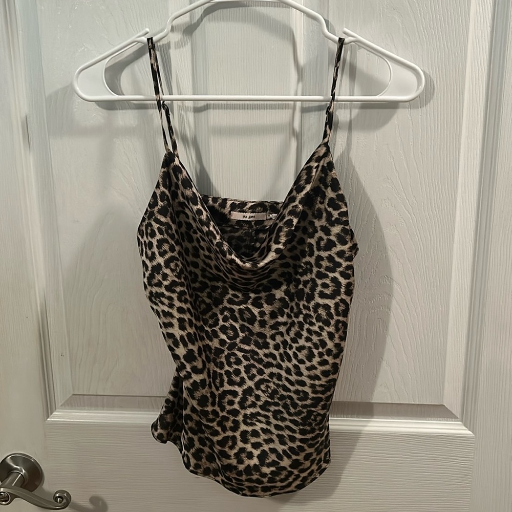 cheetah print satin tank top